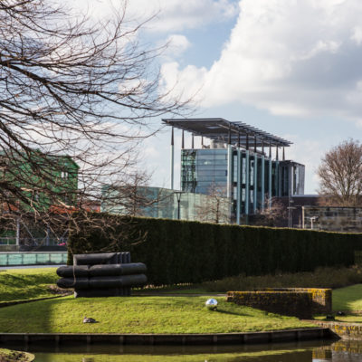 Het Nieuwe Instituut from the Museum Boijmans Van Beuningen's garden, Rotterdam, Netherlands